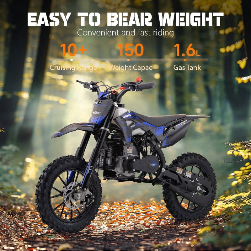SAY YEAH 50cc Dirt Bike,Gas Dirt Bike for Ages 10+,with 15" Off-Road Tires & Chromoly Frame,50*32*23in,Blue
