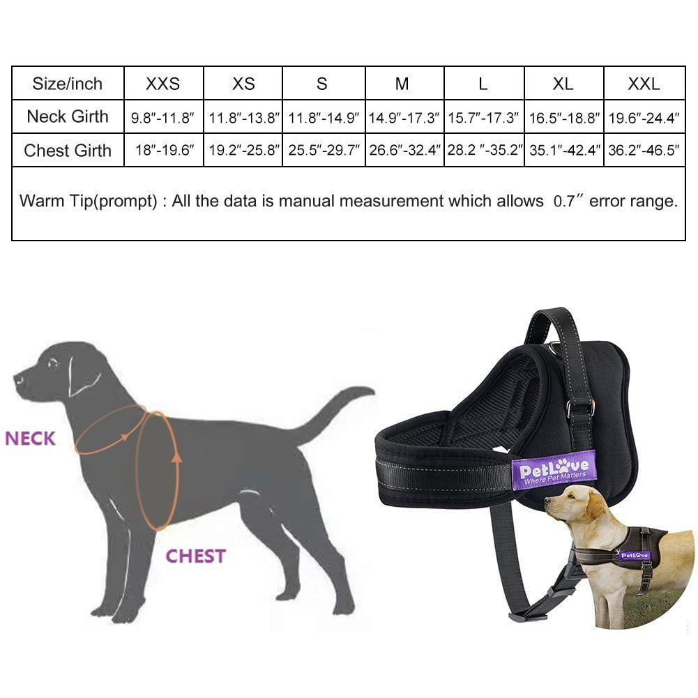 Petlove Dog Harness Size Chart