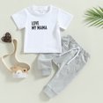 thumbnail image 2 of Okbabeha Baby Boy Mothers Day Outfit Love My Mama Letter Printed Short Sleeve T-Shirt Tops Jogger Pants Set Summer Clothes, 2 of 8