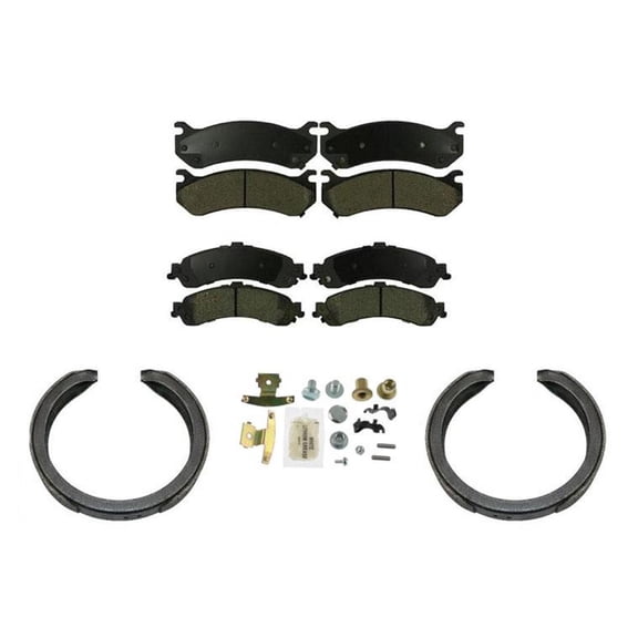 Brake Pads Parking Shoes Spring Kit for Chevrolet Tahoe w 4 Wheel Brake Disc