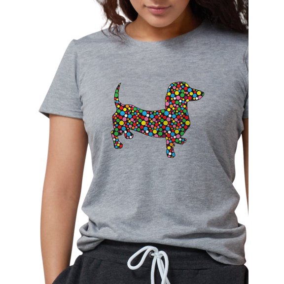 CafePress - Polka Dot Doxie Women's Deluxe T Shirt - Womens Tri-blend T-Shirt