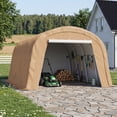thumbnail image 3 of FOROUTIA 13x20x9ft Heavy-Duty Round Roof Carport, Khaki PE Fabric Portable Garage Shelter, All-Weather Storage Tent for Car/Truck/Boat/Lawn Equipment, Outdoor Canopy with Ratchet Tension System, 3 of 7