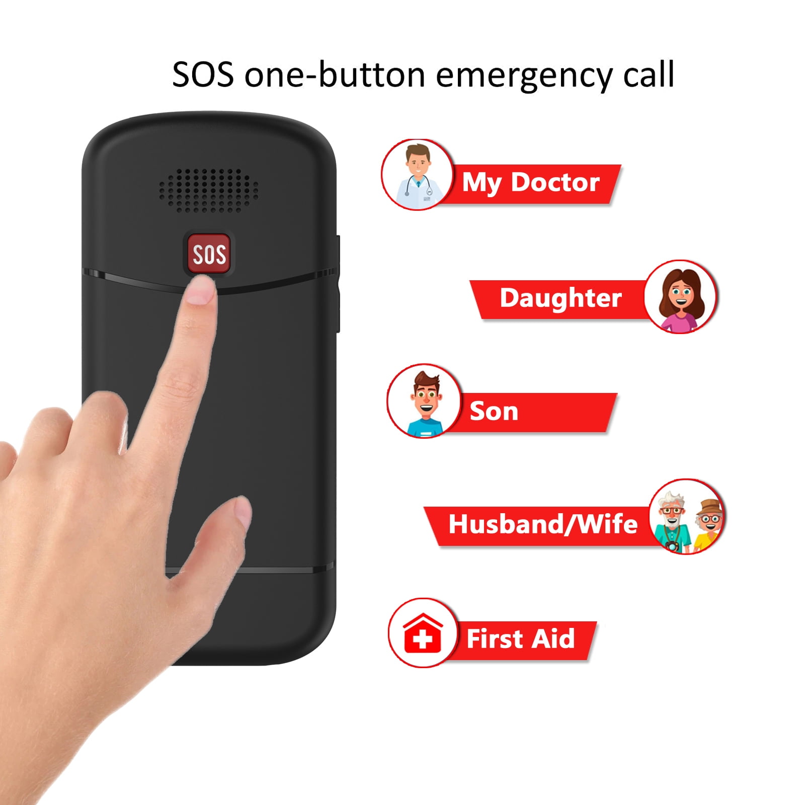Big Button Mobile Phone SOS for Elderly Senior Cell Phone (Blue) - Medihill