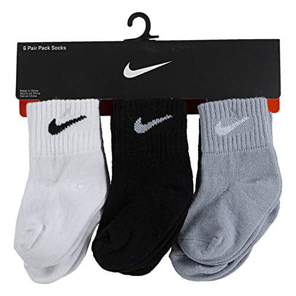 Nike Baby Ankle Gripper Socks (6 Pairs), White/Black/Grey, 12/24M