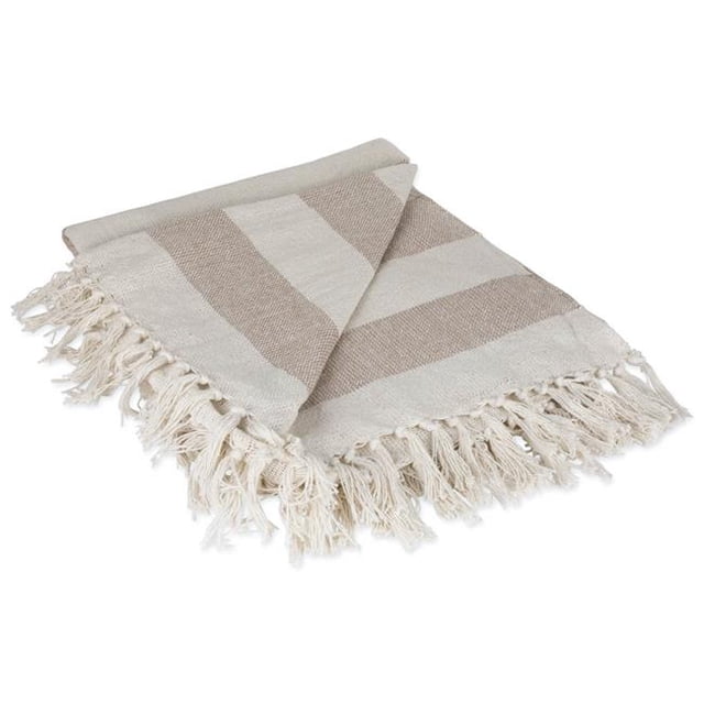 Design Imports CAMZ10174 Cabana Stripe Throw - Stone & Off White