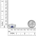 thumbnail image 4 of Gem Stone King 1.77 Cttw 7X5MM Oval Checkerboard Iolite and 5MM Round White Moissanite 3-Stone Engagement Ring for Women | 925 Sterling Silver (Size 6), 4 of 4
