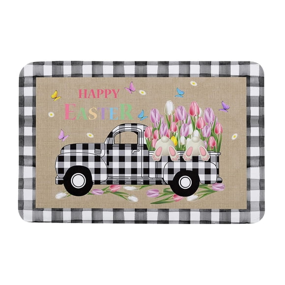 Lksixu Easter Decorations Easter Carpet Three Sizes Faux Wool Entry Door Mat Bathroom Non Slip Mat Cartoons Pattern Easter Decoration Holiday Decorations Spring Decor for Party Holiday