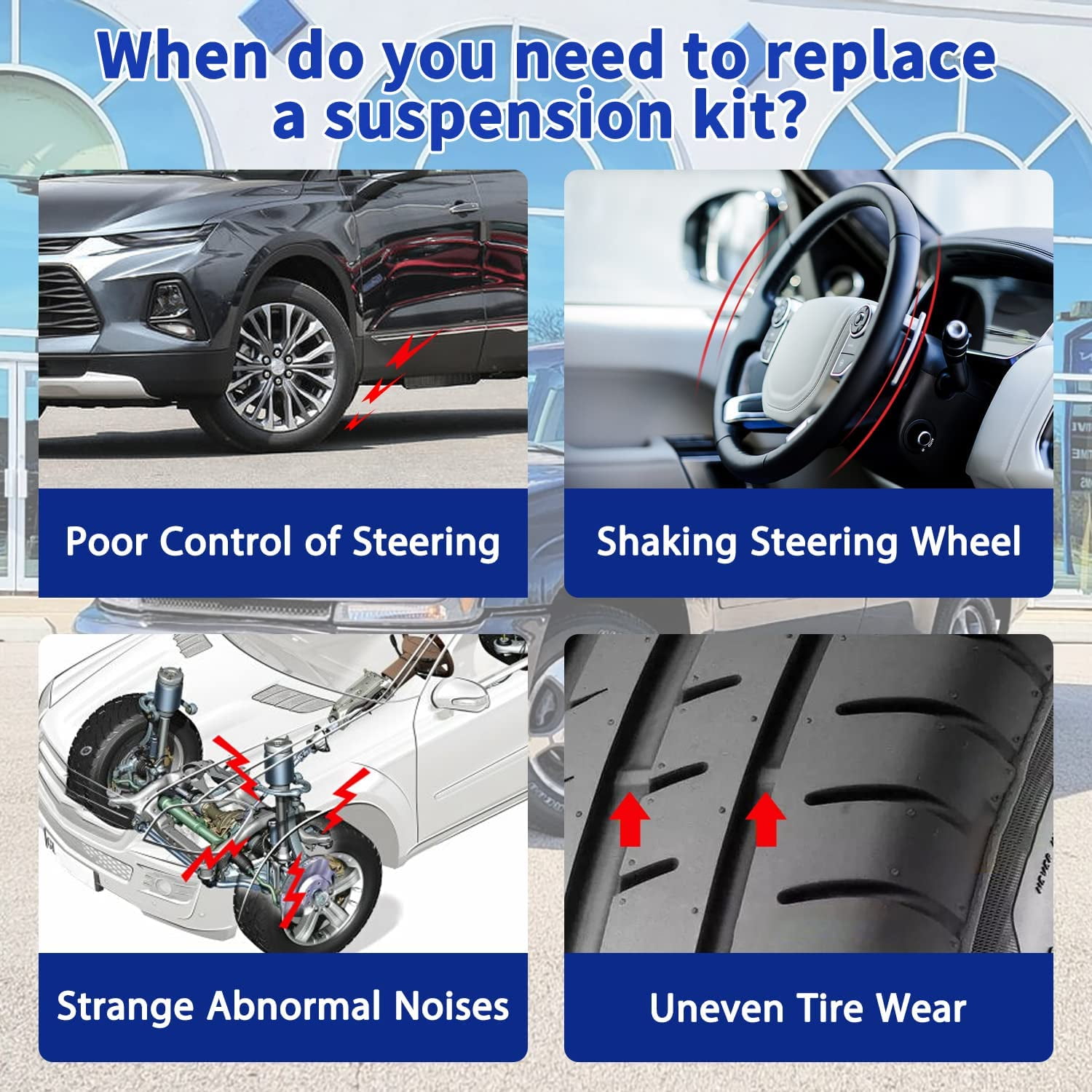 16 Pcs Suspension Kit Front Upper Control Arms with Ball Joint Lower Ball Joint Tie Rod End Link Sway Bar Links Kit For 2004-2007 Chevy Trailblazer