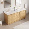 thumbnail image 2 of ANGELES HOME 72 Inch Oak Soild Wood Bathroom Vanity with Double Undermount Sinks, 3 Dovetail-constructed Drawers and 4 Soft-close Doors, 2 of 10