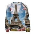 thumbnail image 7 of Eiffel Tower Women's Floral Printed Sweatshirt Long Sleeve Crewneck Casual Loose Vintage Graphic Pullover Tops, 7 of 7