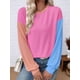 thumbnail image 5 of Blusas de Larga para Mujer, Moda de Otoño, Cuello Redondo, Bloque de Color, Punto Acanalado, Informal, Corte Holgado, Tipo Jersey. Rosa Roja M, 5 of 7