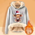 thumbnail image 2 of Women Christmas Outfit Western Christmas Print Women's Hooded Sweatshirt Festive Holiday Girly Cozy Pullover Top Blue XL, 2 of 4