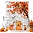 thumbnail image 2 of Happy Fall Shower Curtains for Bathroom, Maple Tree Orange Pumpkins Thanksgiving Wood Waterproof Fabric Shower Curtain, Decorative Bathroom Curtain for Bathtub, 72"x84", No Hooks Included, 2 of 9