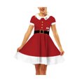 thumbnail image 3 of Shuttle tree Print Women Christmas Dress Short Sleeve High Waist Vintage Xmas Party Sundress, 3 of 7