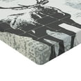 thumbnail image 2 of Ambesonne Antlers Fitted Sheet, Stag Silhouette Grunge, Queen Size, Grey Black, 2 of 3
