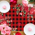 thumbnail image 2 of Valentine's Day Table Runner 14 x 72 Inch, Watercolor Red Pink Dots Love Heart Floral Leaf Red Black Plaid Washable Cotton Linen Dining Table Runner Tabletop Decoration for Restaurant Home Kitchen, 2 of 9