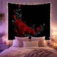 thumbnail image 2 of Red Rose Corner Garland on Black Background, Romantic Gothic Style for Flower Lovers, Floral Wall Art, Valentine's Day Gift, Tapestry Wall Hanging for Bedroom and Dorm, 2 of 7
