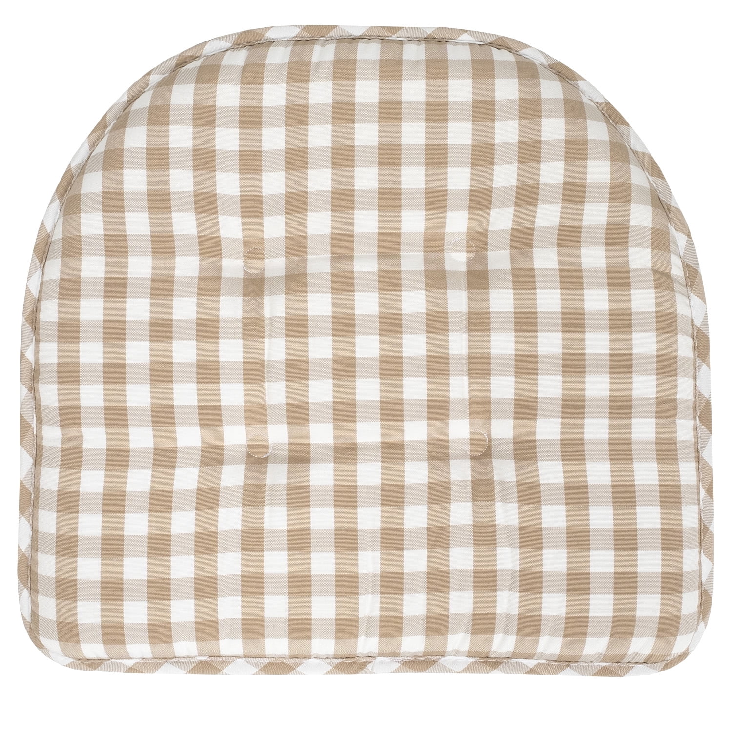 Checkered Memory Foam U-Shape Non-Slip Chair Cushion Pad 2 Pack - Taupe/White