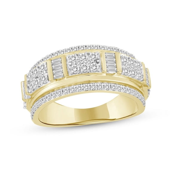 beryl_creation Men's 1.60 Ct Round Cut White Diamond Engagement Wedding Half Band Ring 14K Yellow Gold Plated 925 Sterling Silver -4