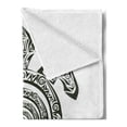 thumbnail image 2 of Turtle Soft Flannel Fleece Throw Blanket, Maori Tattoo Style of Sea Animal Tribal Spiral Form Tropical, Cozy Plush for Indoor and Outdoor Use, 50" x 70", Black and White, by Ambesonne, 2 of 5