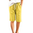 thumbnail image 5 of JSheng Children's Casual Short Pants Summer Solid Elastic Waistband Pocket Casual Drawstring Sports Five Quarter Pants For Kids Yellow 11-12Years, 5 of 5