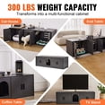 thumbnail image 5 of Cat Litter Box Enclosure for 2 Cats, Wooden Furniture Cabinet with Double Rooms, Black - 57.9"L x 18.3"W x 17.9"H, 5 of 7