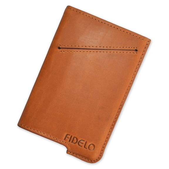 Fidelo Desert Tan Leather Case for Carbon Fiber/Aluminum Pop Up Wallet - Slim Minimalist Wallet Cover for Men - Leather Case Only