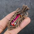 thumbnail image 3 of Natural Bi-Color Tourmaline Copper Wire Wrap Gift Jewelry Pendant 2.68", 3 of 4