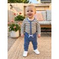 thumbnail image 5 of RUINIXCW Baby Boy Fall Outfit Striped Knit Long Sleeve Rompers  Elastic Pants Set, 5 of 8