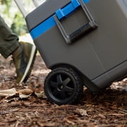 Igloo 52 QT Overland Ice Chest Cooler with Wheels, Gray and Blue