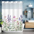 thumbnail image 6 of Spring Wildflower No Hooks Shower Curtain with Snap-in Liner Pink Purple Flower Shower Curtains for Bathroom, Waterproof, Easy Install, Washable 60"x72", 6 of 9