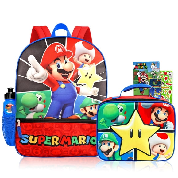 Set de mochila y lonchera Super Mario de 16" para niños