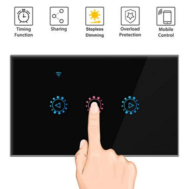 Interruptor Inteligente de Cristal para Persiana WiFi. Control por App.  Compatible con Smart Life, Tuya, Alexa y Google Home.