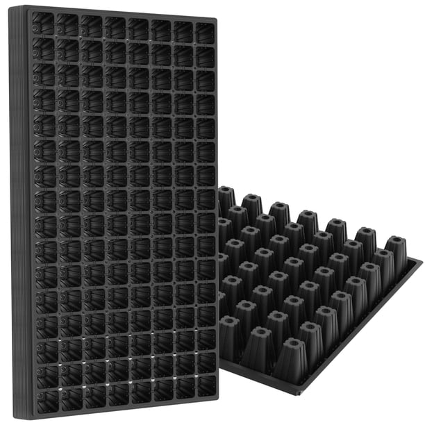 Gardzen Paquete de 10 Bandejas para Semillas de 128 Celdas, Bandeja de 3.8 cm de Profundidad para Plántulas, Bandejas Duraderas con Agujeros de Drenaje