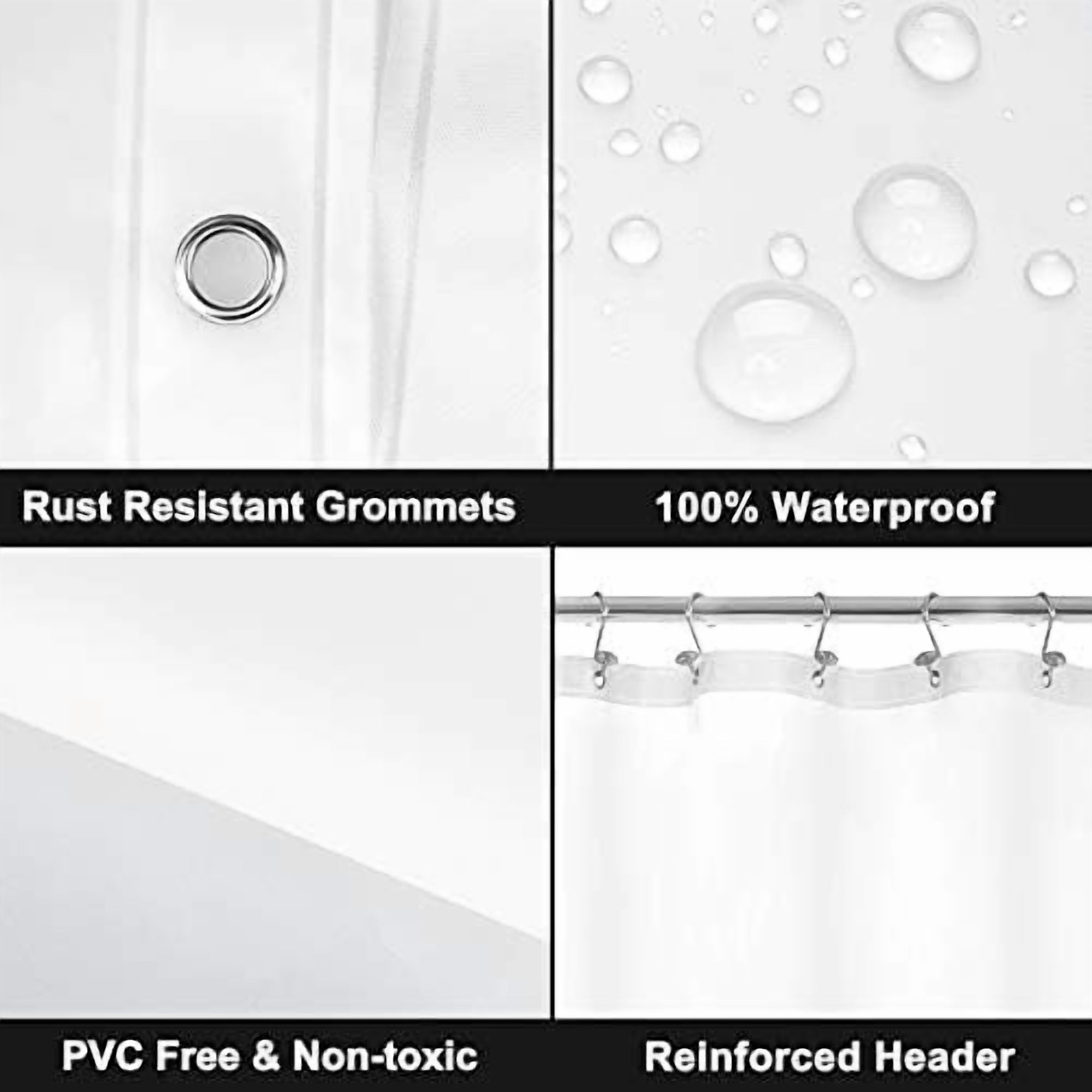 Frosted Shower Curtain Liner with 6 Magnets - Waterproof PEVA Shower Liner for Bath Tub, 72" x 72" Standard Size, PVC Free, Metal Grommets - Frost, 72x72