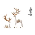 thumbnail image 1 of Majestuosa escultura europea de reno y caballero, adorno vintage coleccionable de mesa para amantes de los ciervos, ideal como regalo de inauguración, 1 of 8