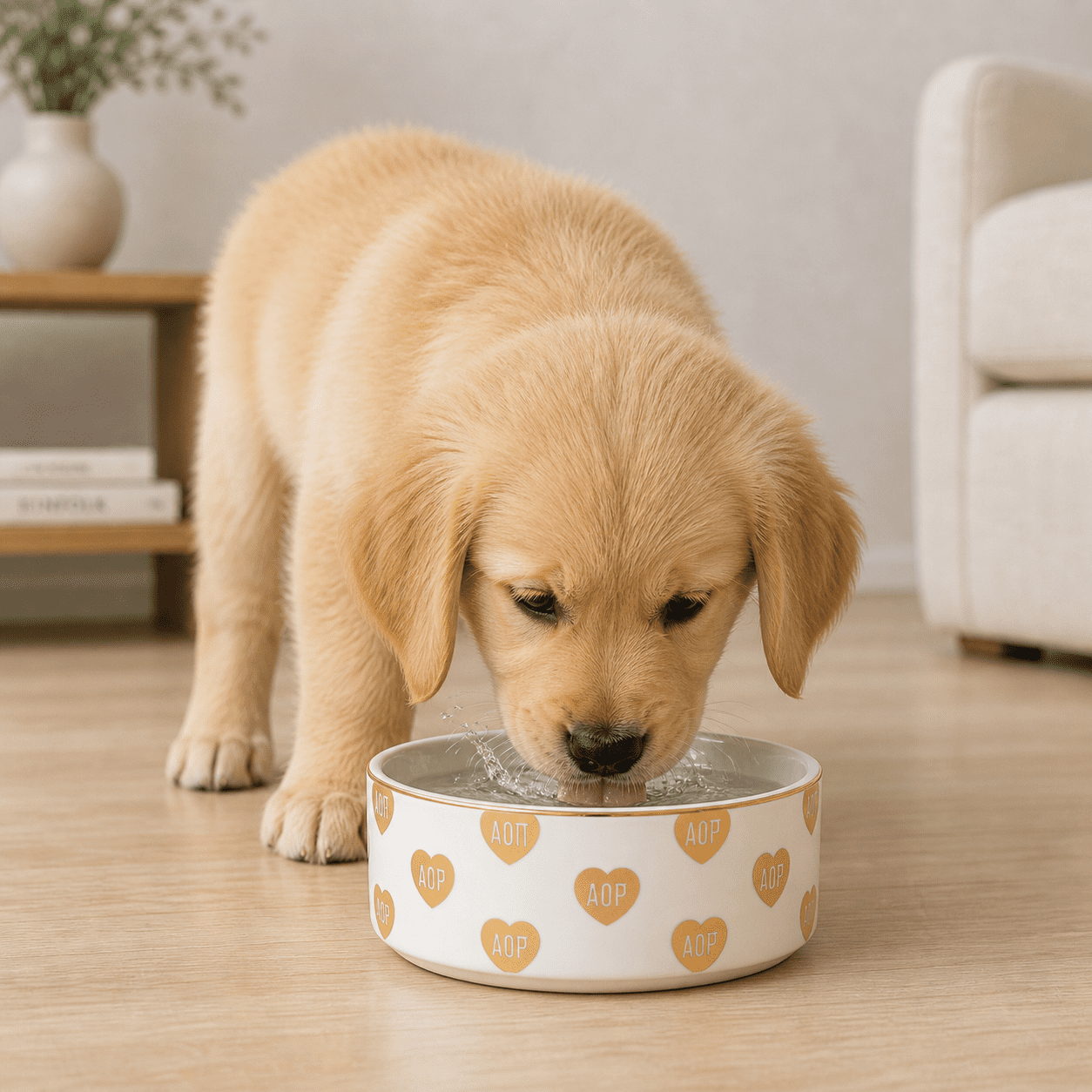 Sorority Shop Kappa Delta Pet Bowl, 6" Ceramic Bowl for Dogs and Cats, Heart Design with Sorority Greek Letters, Use for Food or Water