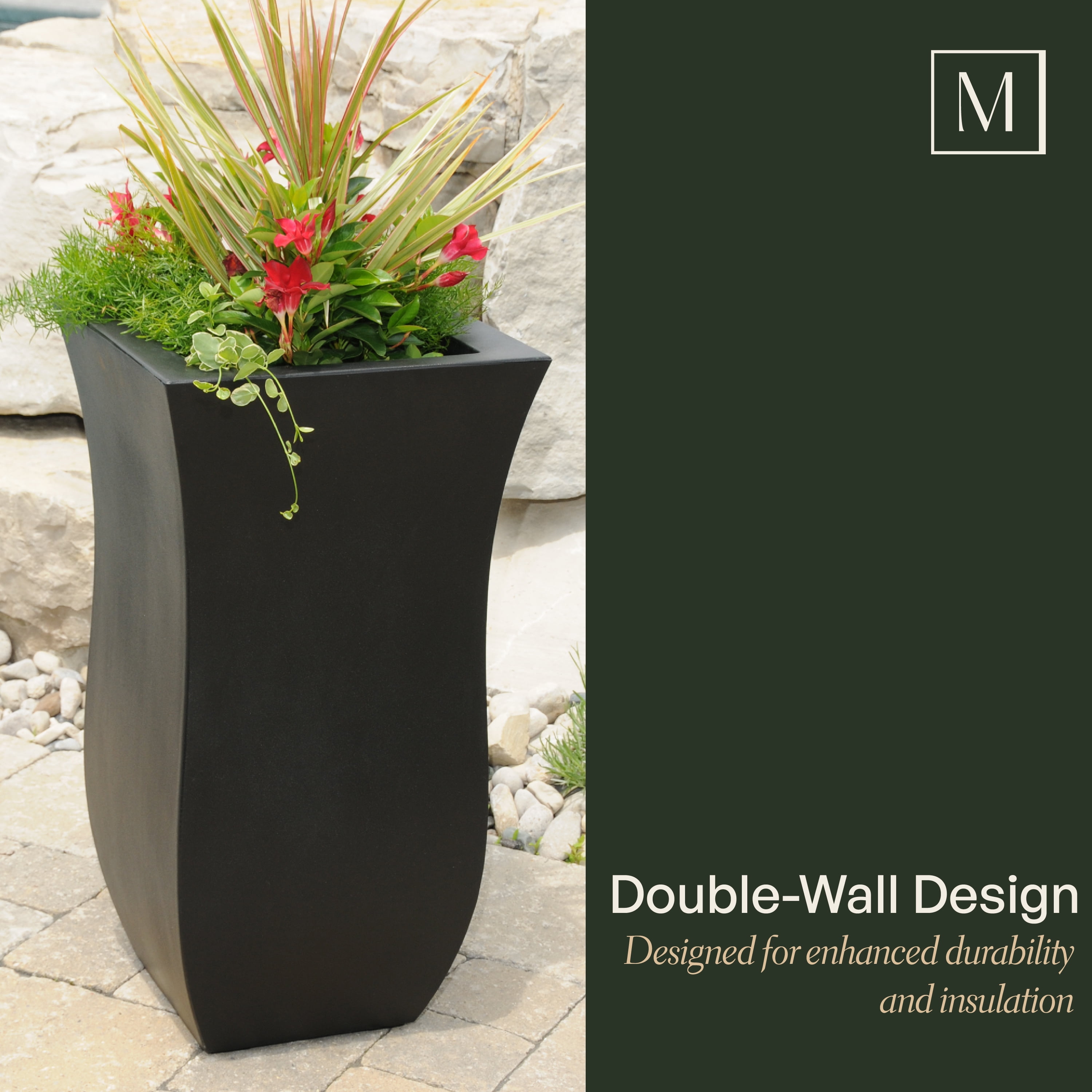 Mayne Valencia 16" x 16" x 30" Tall Square Espresso Plastic Planter