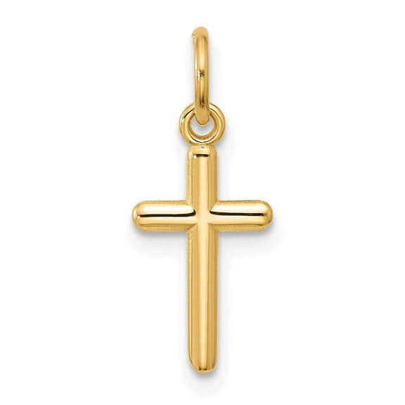 Diamond2Deal 14k Yellow Gold Cross Pendant for Women (L- 0.78 inch, W- 0.32 inch)