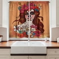 thumbnail image 2 of Ambesonne Colorful Kitchen Curtains, Mexican Skull, 55"x45", Cinnamon Magenta Maroon, 2 of 3