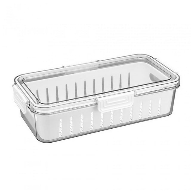 Fruit Storage Containers Airtight Food Containers with Lid with Removable Drain White