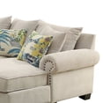 thumbnail image 4 of Nailhead Trim Fabric Upholstered Sectional Sofa with Rolled Armrests Beige, 4 of 5