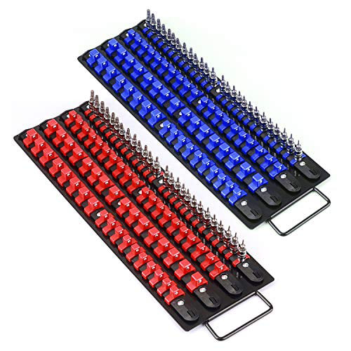 detektor bogstaveligt talt Sind Mayouko 80-Piece Portable Socket Organizer Tray, 2 Pcs Set, Blue & Red,  Tools Organizer 1/4-Inch, 3/8-Inch, 1/2-Inch, Heavy Duty Socket Holder,  Black Rails, Blue & Red Clips - Walmart.com