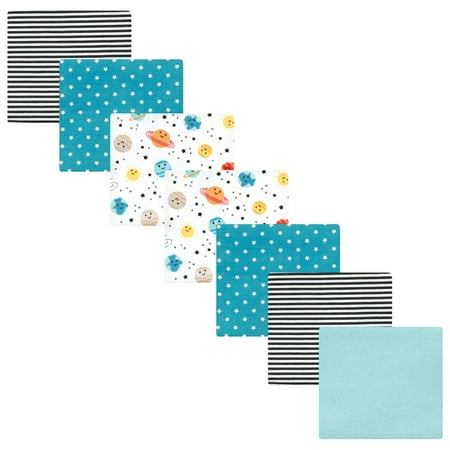 Luvable Friends Hudson Baby Flannel Receiving Blankets 7pk, Planets