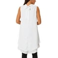 thumbnail image 3 of INSPIRE CHIC Women's Chiffon Tops Mock Neck Sleeveless Tie Back High Low Hem Summer Shirt Blouse S White, 3 of 6