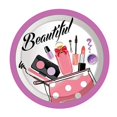 thumbnail image 1 of Suministros de maquillaje para Spa para fiestas, vajilla desechable cosmética, platos, vasos, servilletas, globos para niñas y mujeres, decoración de fiesta de cumpleaños, 1 of 4