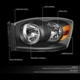 thumbnail image 2 of DNA Motoring For 2006-2009 Dodge Ram 1500 2500 3500 Black Amber Headlight Lamps Pair, 2 of 7