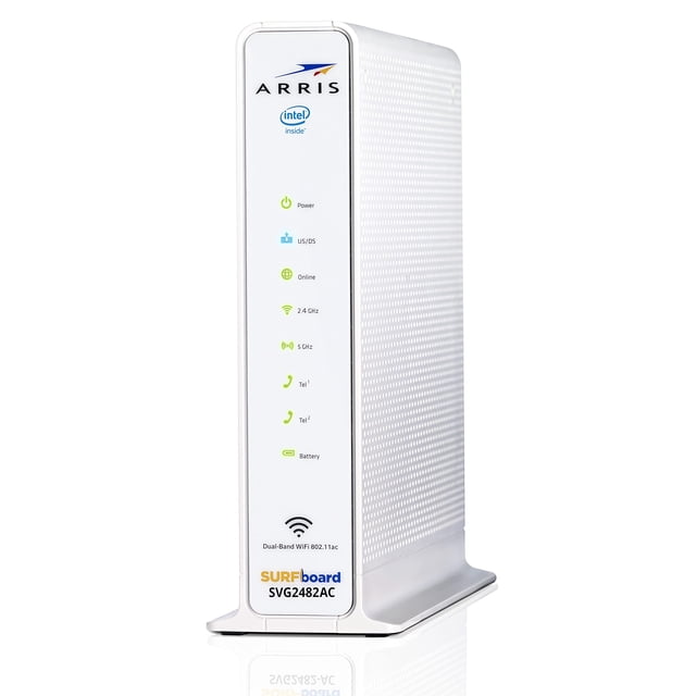 Tabla de surf ARRIS (24 x 8), módem por cable DOCSIS 3.0 reacondicionada, más enrutador Wi-Fi de dob