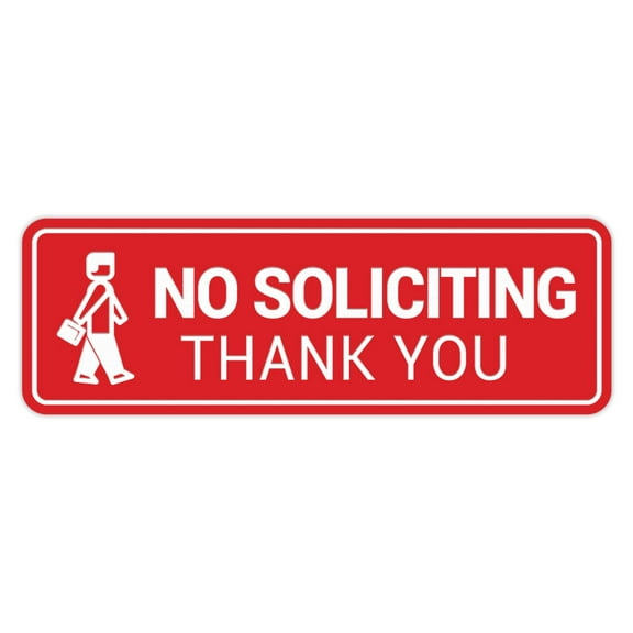 Standard NO Soliciting Thank You (Salesman) Sign (Red) - Large