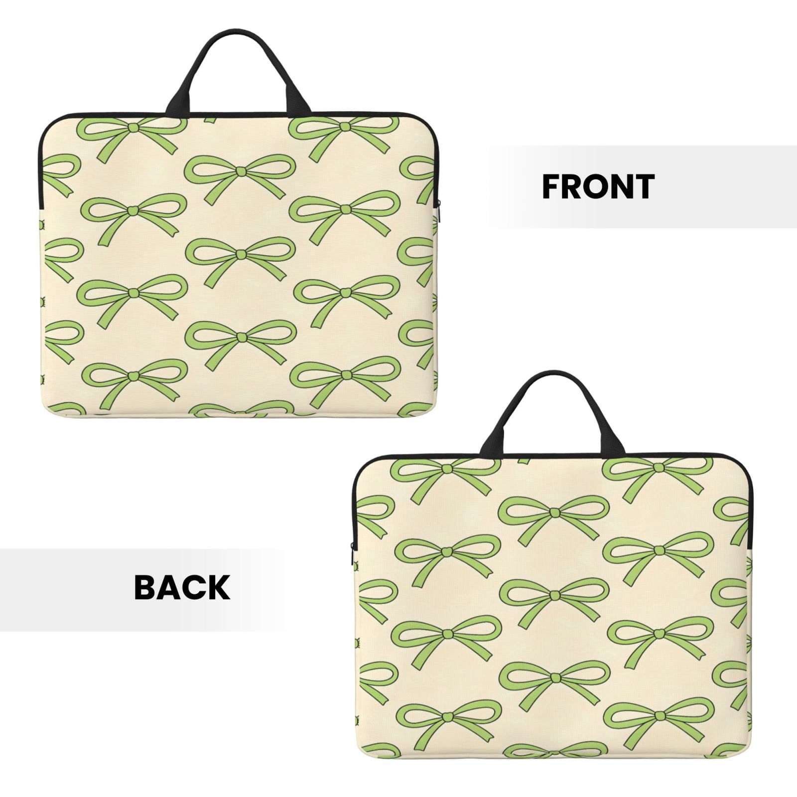 Laptop Sleeve Bag For Women Men 14inch Waterproof Durable Protective Computer Carrying Cover Handle Laptop Case Bag Green Bows